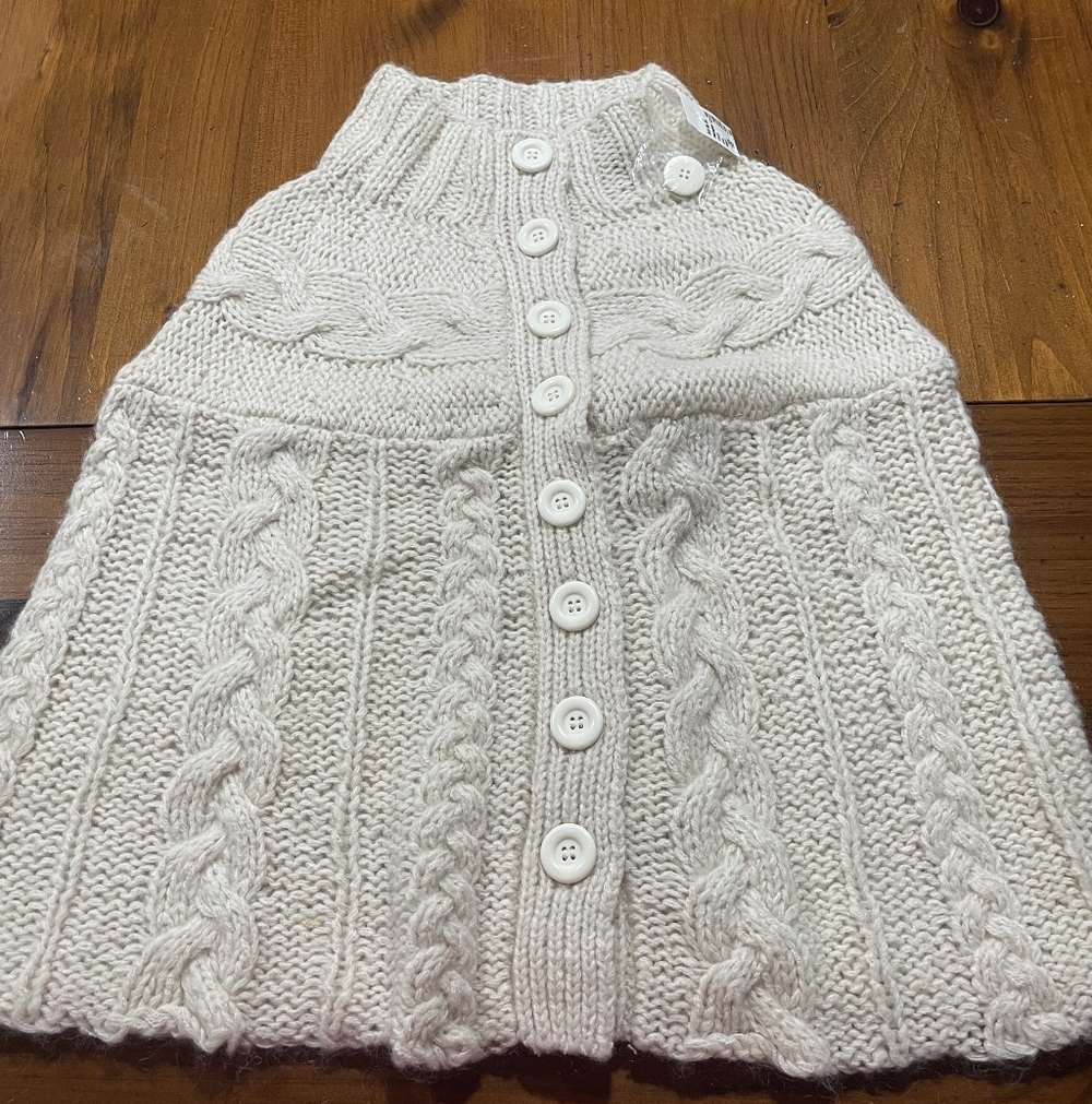 NWT Saks Fifth Avenue Vingage Wool Cotton Mohair Blend Cream Button Up Shawl OS